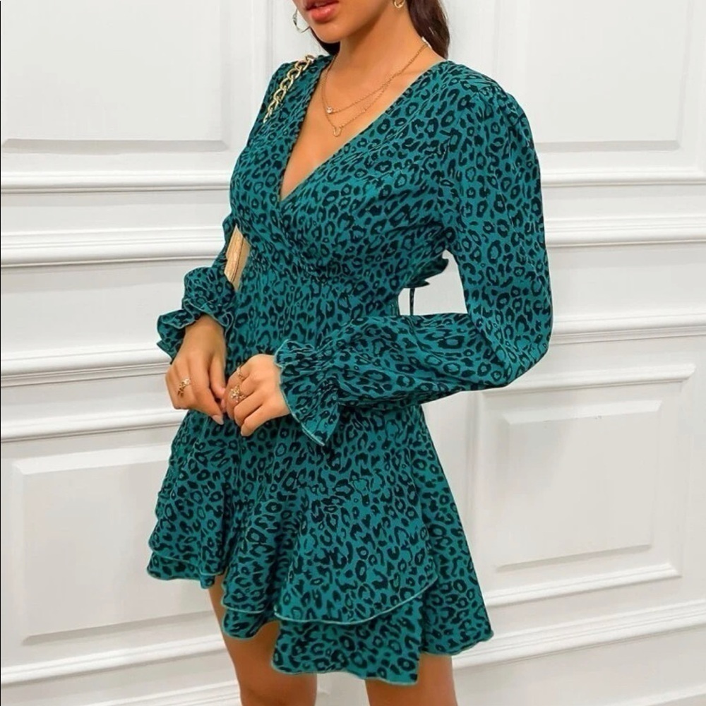 Fabulous Layered Ruffle Hem Leopard Dress - Picture 3 of 7